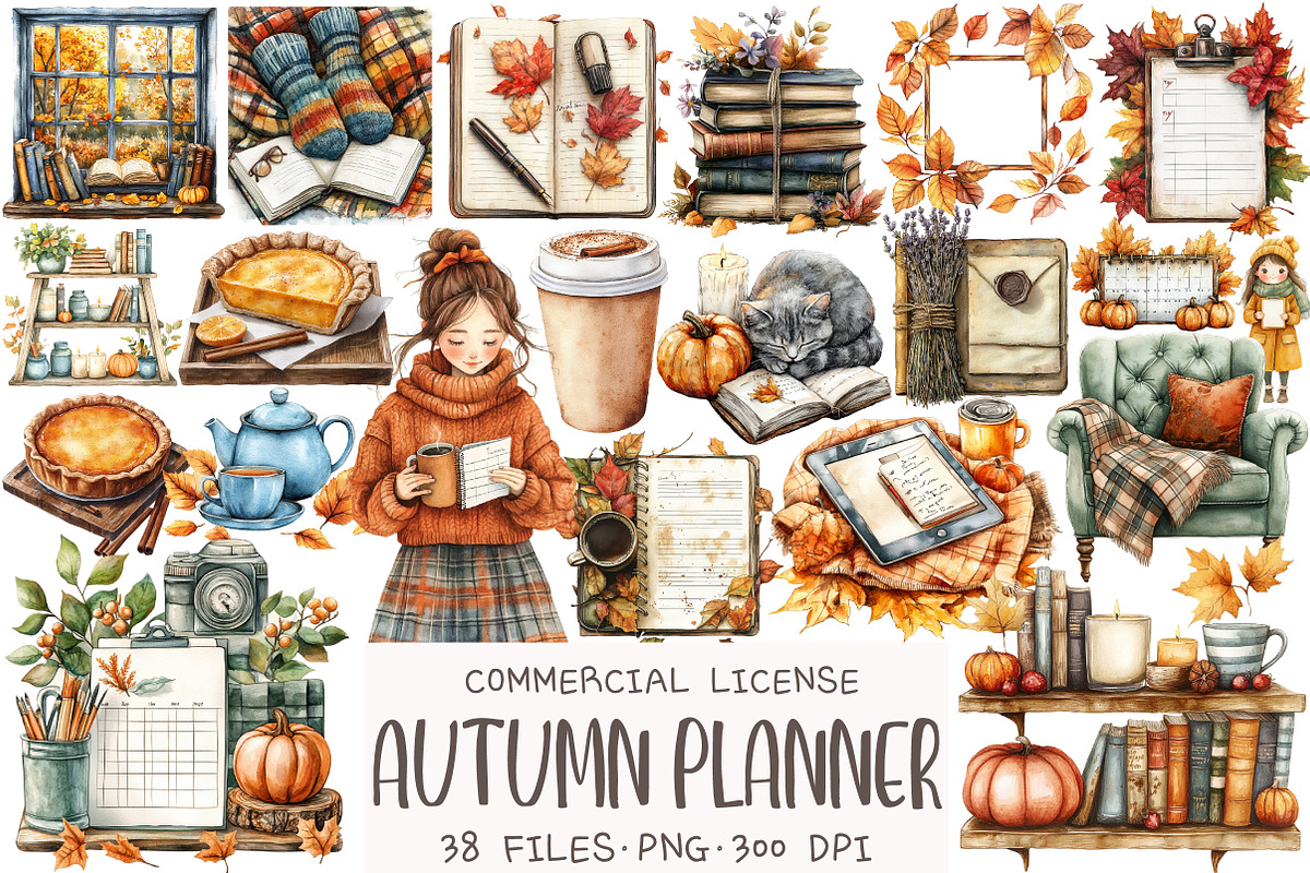 Cozy Autumn Planner Clipart, an Illustration by OK Design (Photo 1 of 5)