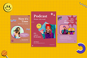 Playful Podcast 3in1 Canva Template, a Social Media Template by Brandearth RRGraph (Thumbnail 7 of 11)