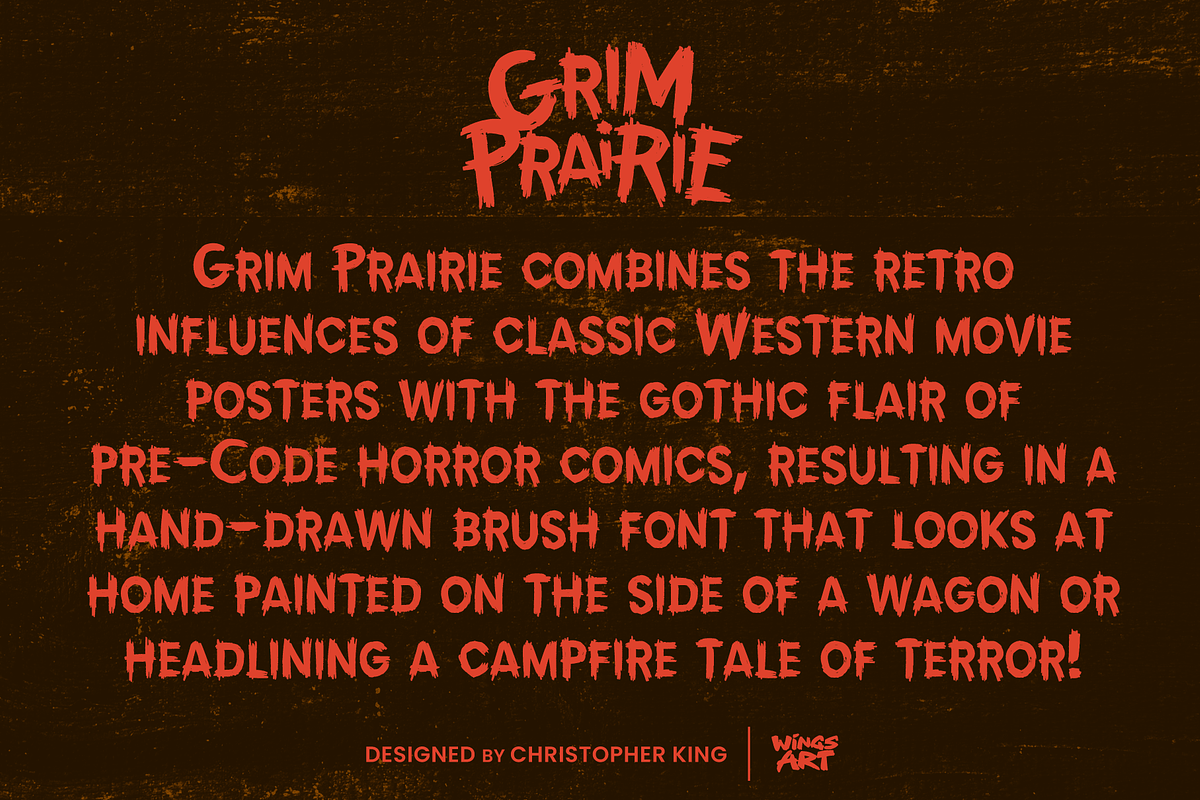 Grim Prairie: Western Horror Font, a Font by Wingsart Studio (Photo 2 of 15)