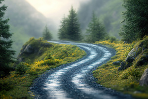 Winding road in the countryside, a Nature Photo by AlyaAnd