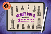 9 Creepy Tower Stamp Brushes, a Brush Add-On by vectstudio (Thumbnail 1 of 10)