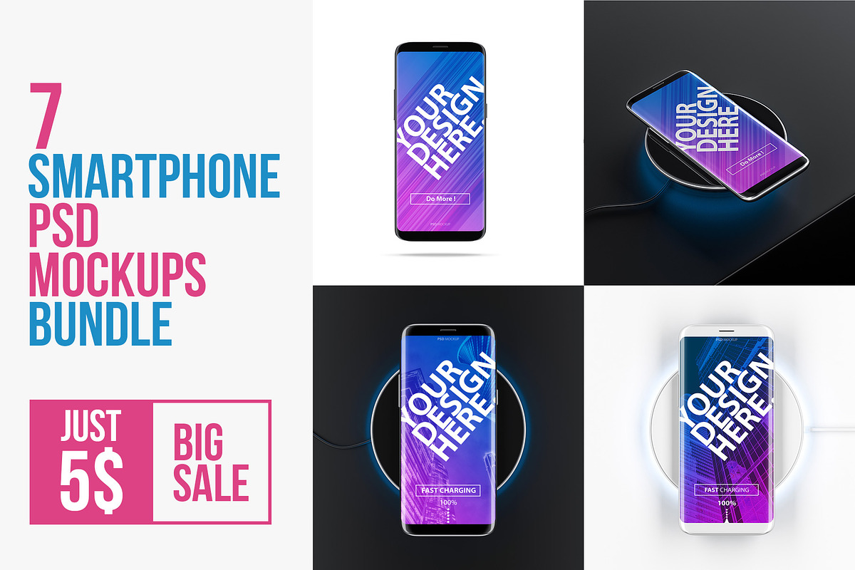 Smartphone Mockup PSD Bundle, a Device Mockup by GreatFruit | Creative ...