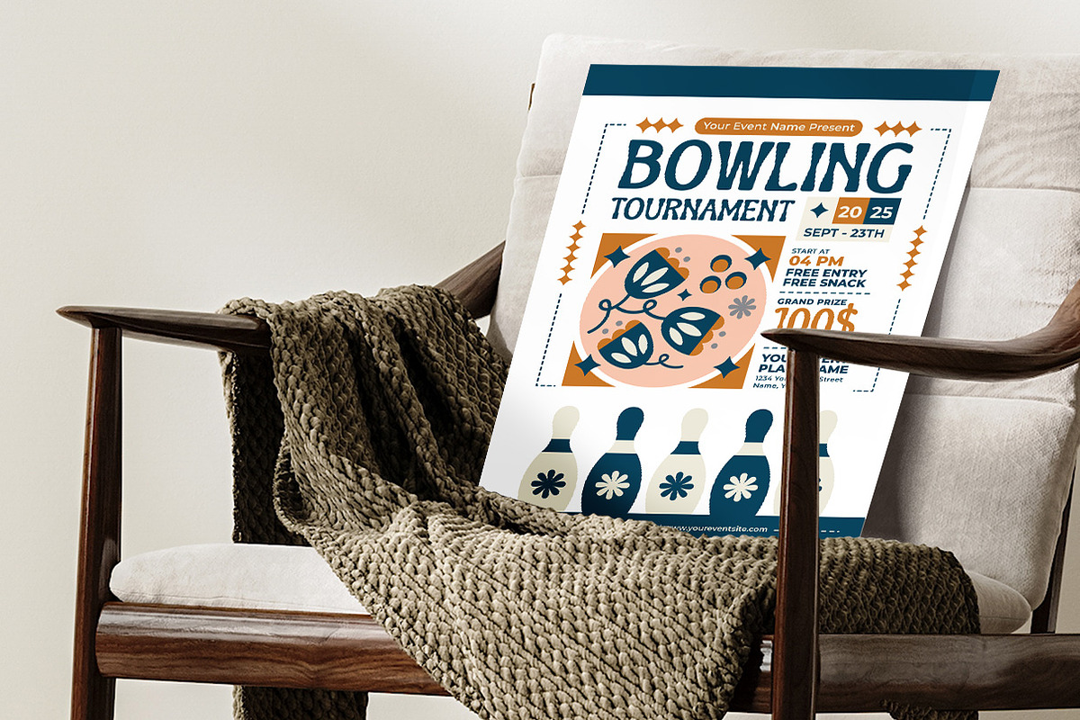 Folk Art Bowling Tournament Flyer, a Flyer Template by Hole Hope Design (Photo 5 of 5)
