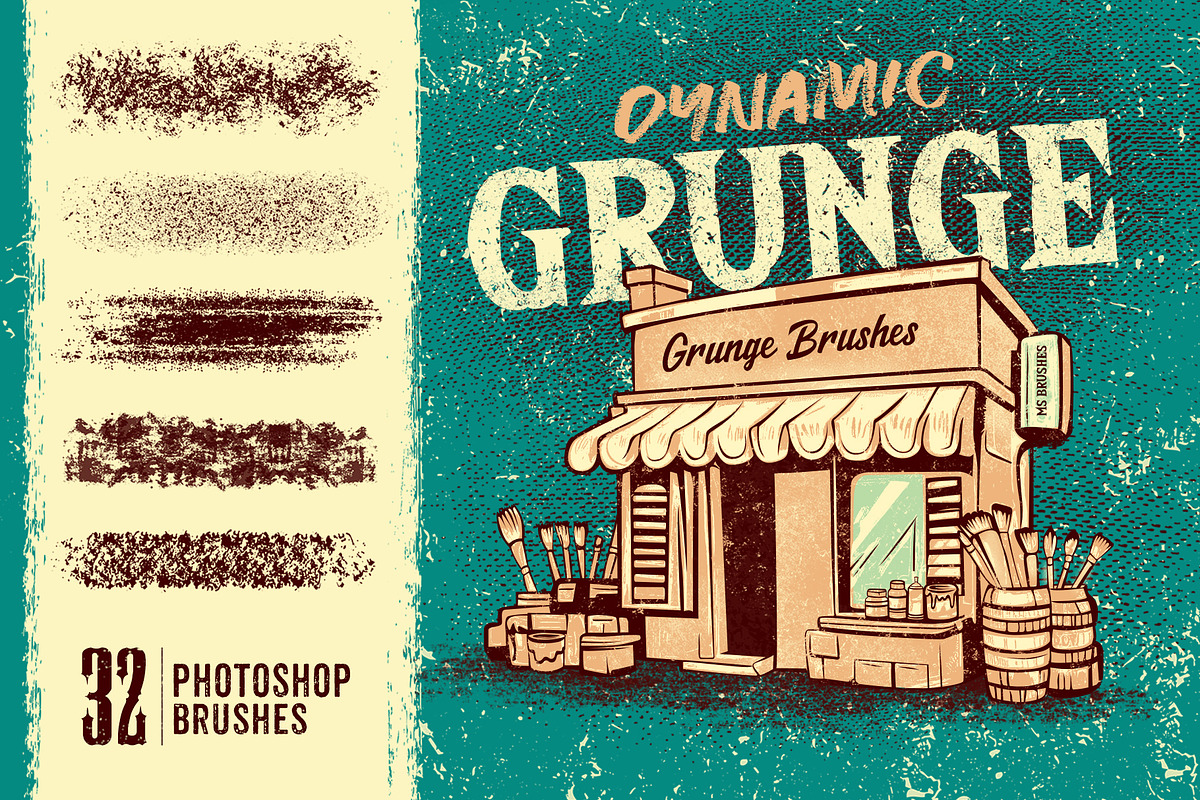 Grunge Photoshop Brushes, a Brush Add-On by Mohamed Saber (Photo 1 of 5)