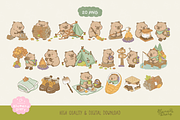 Autumn Capybara Camping Clipart, an Animal Illustration by Blumensdiary (Thumbnail 2 of 6)