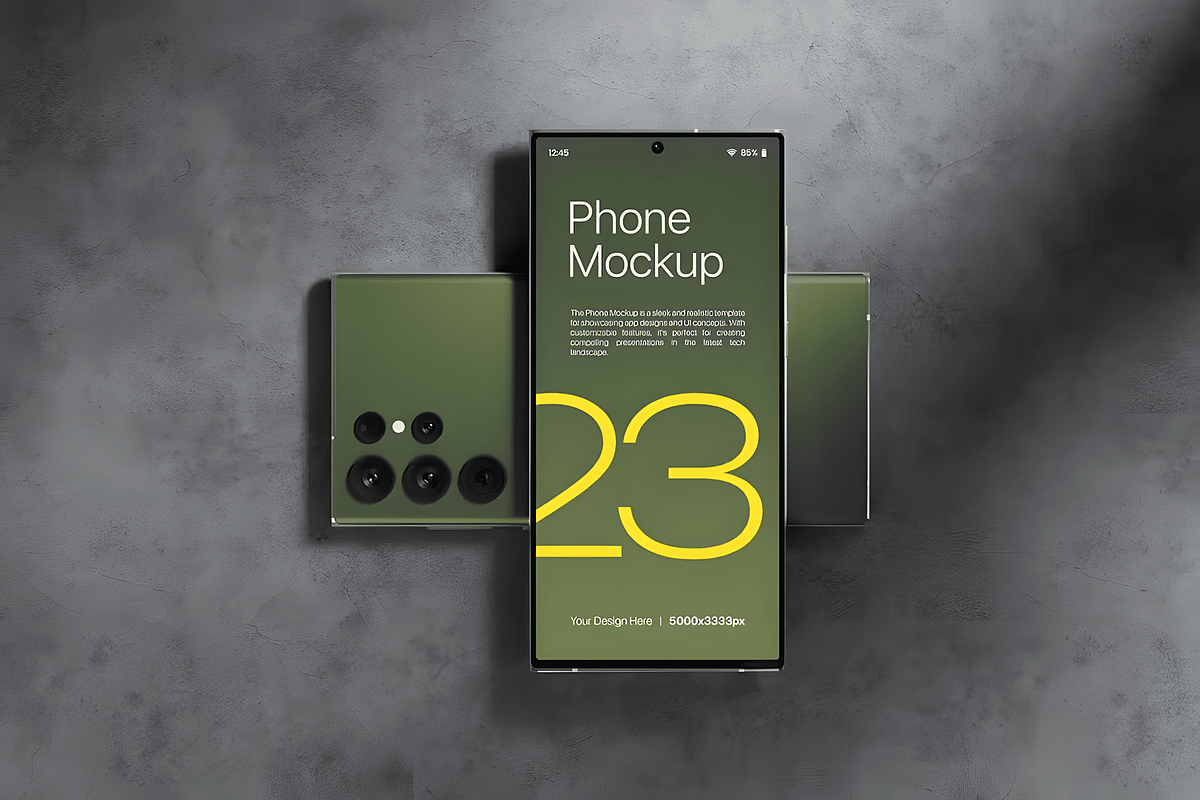 Smartphone Galaxy S23 Mockup, an Android Mockup by PaperMoon (Photo 2 of 2)