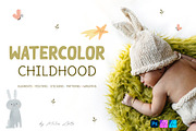 Watercolor Childhood Nursery Set, an Animal Illustration by Beauty Drops (Thumbnail 1 of 12)