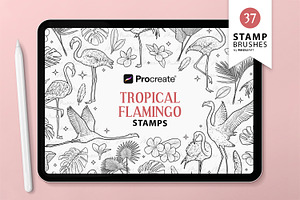 Tropical Flamingo Procreate Stamps