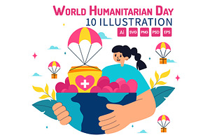 10 World Humanitarian Day Vector, a Person Illustration by denayunebgt