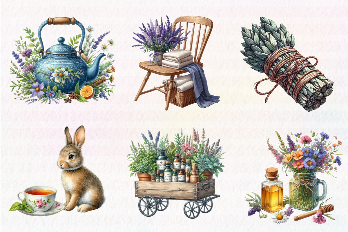 Botanical Wellness Watercolor Clipar, an Illustration by CreationArt (Photo 2 of 5)