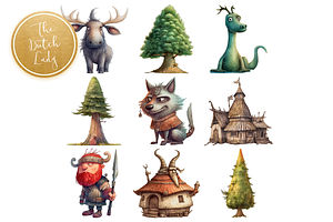 Cute Viking Life Clipart Set