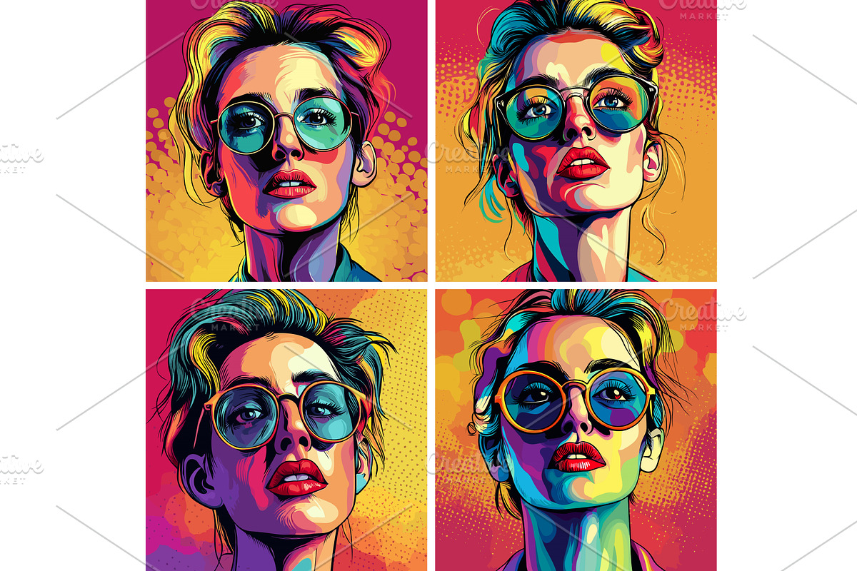 Pop art woman portrait cartoon, an Object Illustration by Onyx