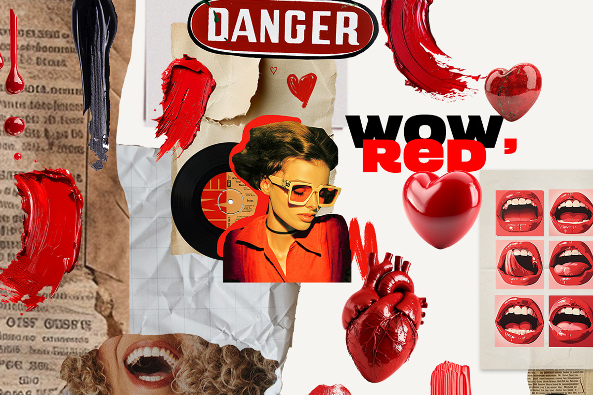 Red collage Cut out Mixed media set, an Object Graphic by 60secondsArt (Photo 8 of 12)