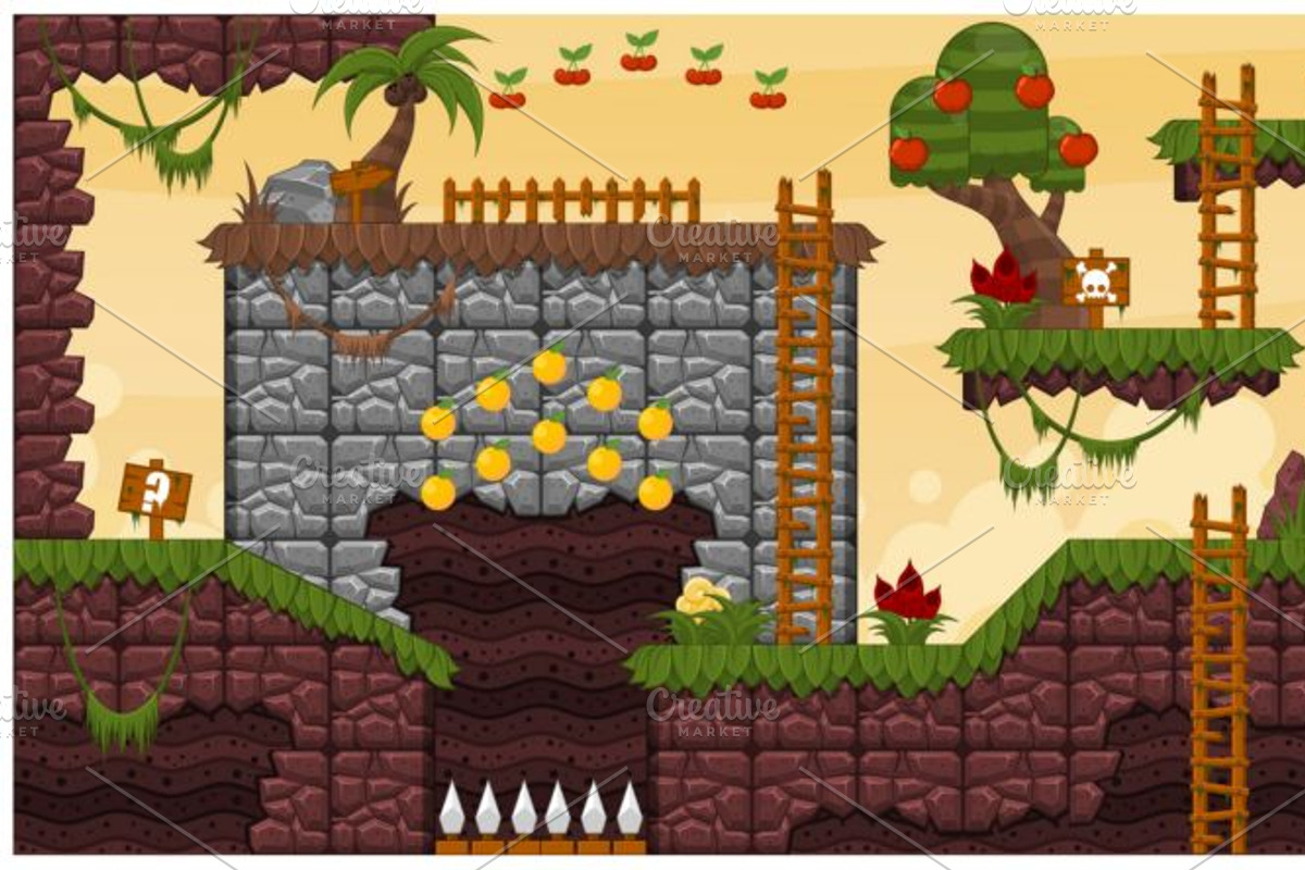 Platformer Game Tile Set 6, an Animal Illustration by pzUH (Photo 2 of 4)
