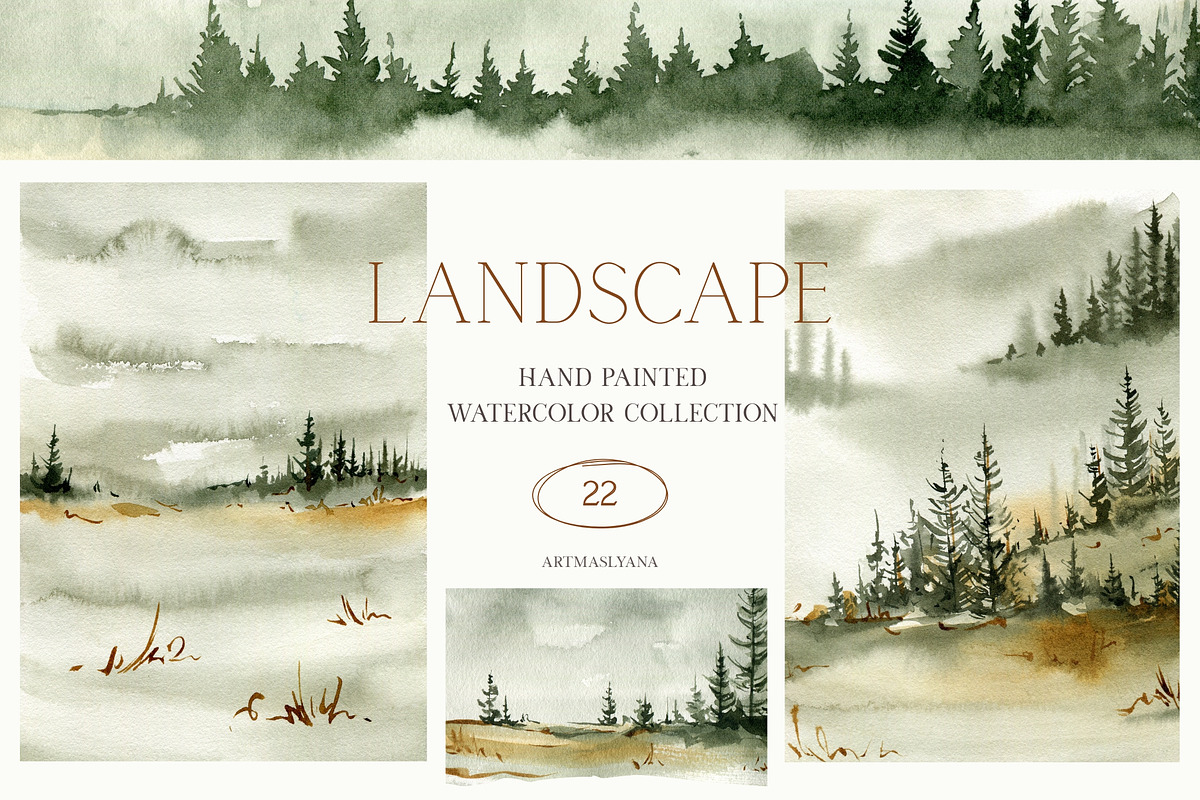 Hand Painted Watercolor Landscape, a Seasonal Illustration by ArtMaslyana (Photo 1 of 5)