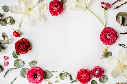 Floral frame with ranunculus featuring ranunculus, frame, and wreath, an Arts & Entertainment Photo by Floral Deco