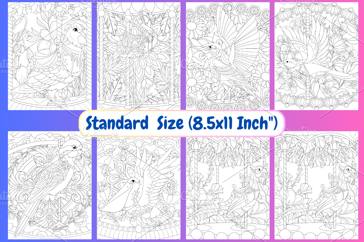 Bird Carousel Coloring Pages, an Animal Illustration by Coco Bloom (Photo 4 of 5)