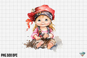 Baby Girl  Pirate Watercolor, an Illustration by Gemstone (Thumbnail 6 of 6)