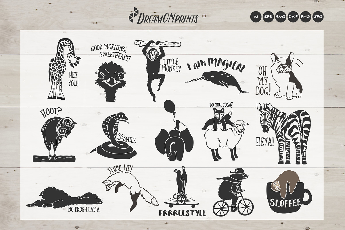 The Quirky Animals | Funny SVG Set, an Animal Illustration by DreamONprints (Photo 2 of 19)