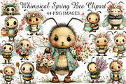 Whimsical Spring Bee Clipart PNG, an Illustration by Craft Nest (Thumbnail 1 of 11)