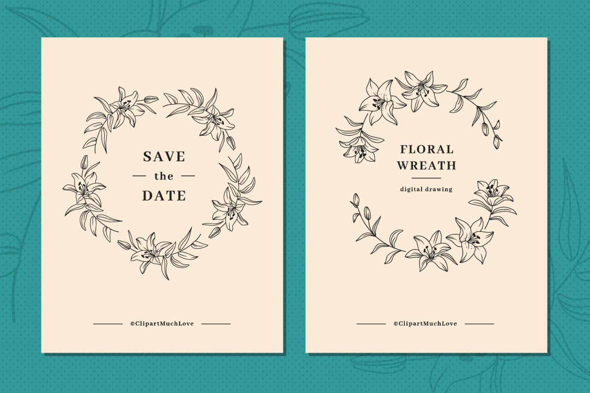 Floral wreath svg, Lily clipart, an Illustration by ClipartMuchLove (Photo 6 of 8)