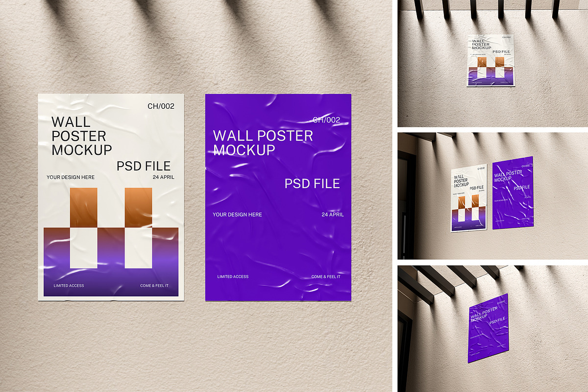 Wall Poster Mockup, an Advertising Mockup by xavier_studio (Photo 1 of 5)
