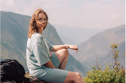 Woman Admiring Mountain View on