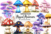 Magical Mushrooms Clipart, an Illustration by DreamArtGraphic (Thumbnail 1 of 5)