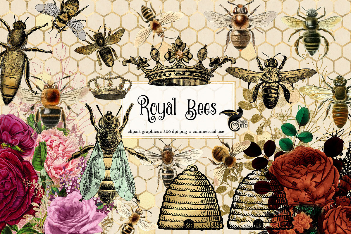 Royal Bees Clipart, an Illustration by Digital Curio (Photo 1 of 3)