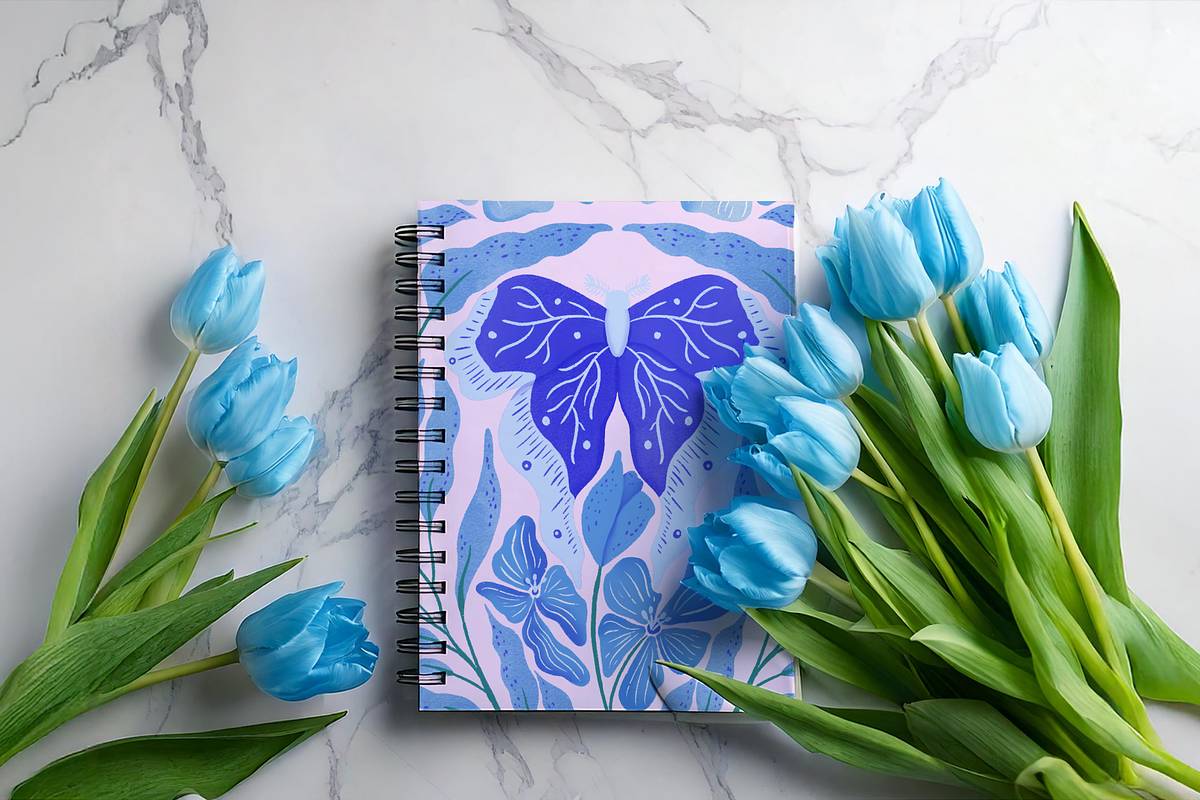 Monochrome Moth and Floral Seamless, a Pattern Graphic by Little Creative Scribbles (Photo 7 of 8)