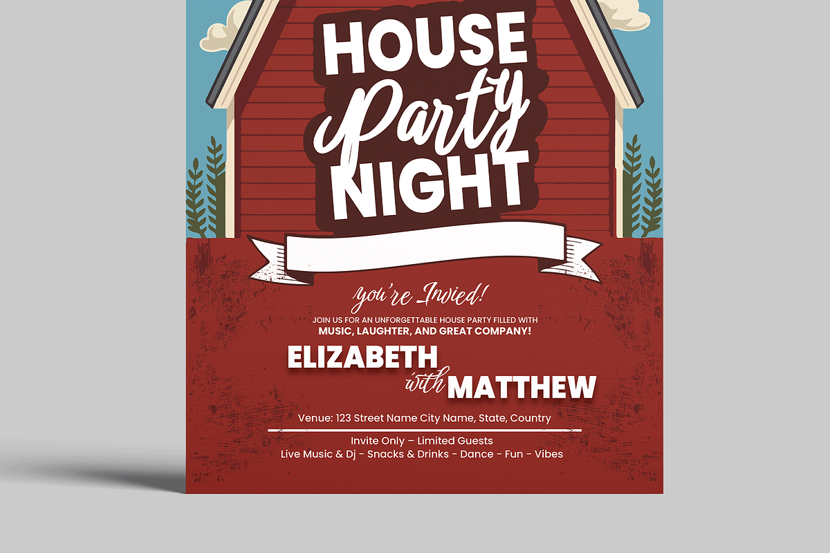 House Party Invitation Template, a Flyer Template by MightyDesign (Photo 5 of 8)
