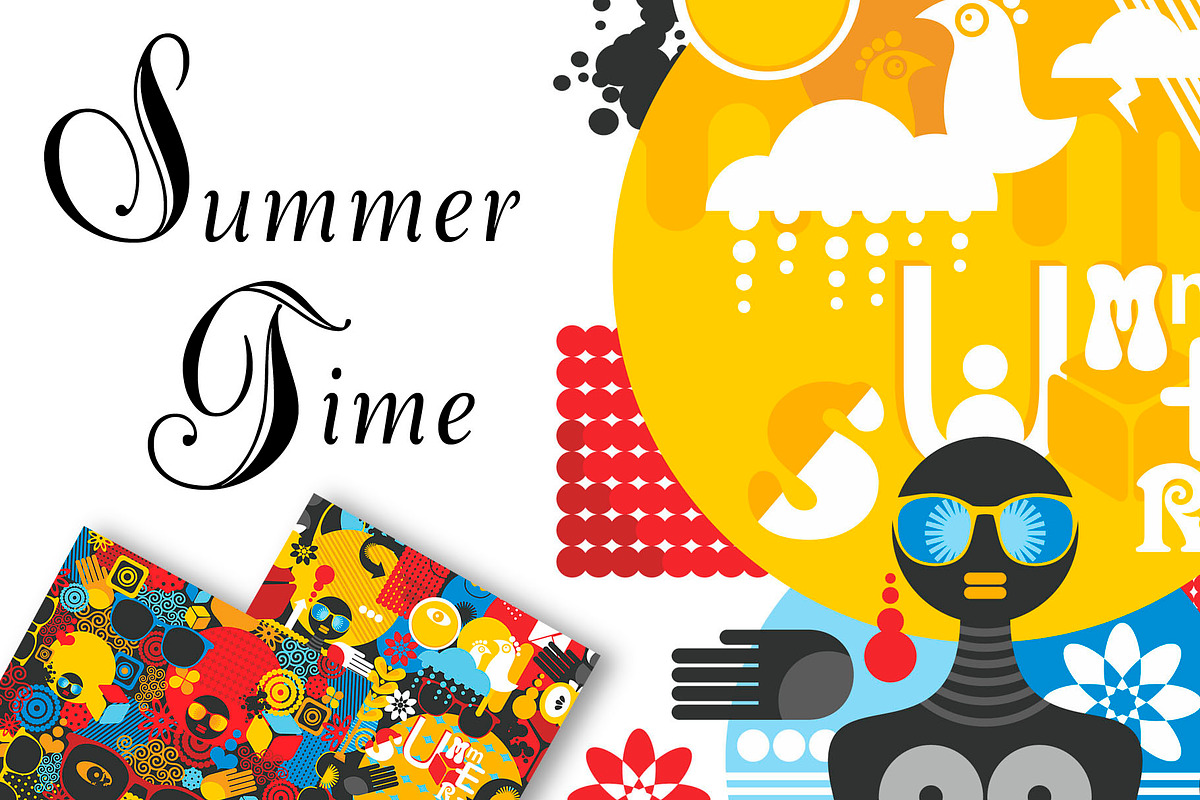 Summer poster + 2 patterns, an Illustration by eka panova (Photo 1 of 4)