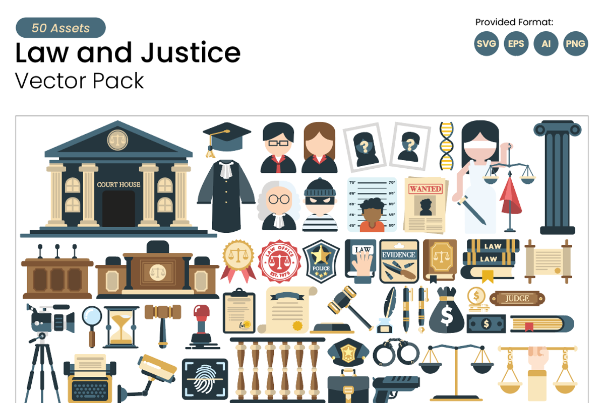 Law and Justice Vector Pack, an Illustration by chriscaroin