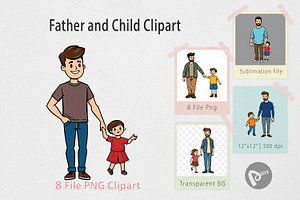 Father and Child Clipart, a Graphic by Artnoy