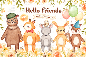 Hello Friends Woodland Animals Set