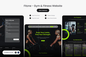 Fitone - Gym & Fitness Website, an UI Kit Template by Kmg Design