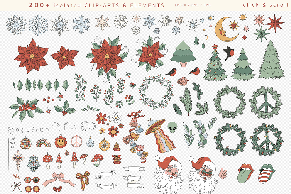 Retro Groovy Christmas collection, a Pattern Graphic by @olga.angelloz (Photo 5 of 12)