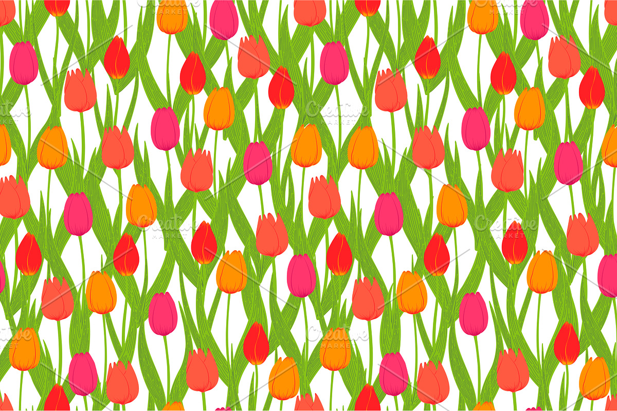 Tulip flowers seamless floral, a Pattern Graphic by sceptical cactus