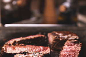 Delicious medium rare steak, a Photo by Grafvision photography
