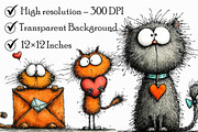 Whimsical Valentine Cat Clipart, an Illustration by Libby Wishes (Thumbnail 7 of 7)