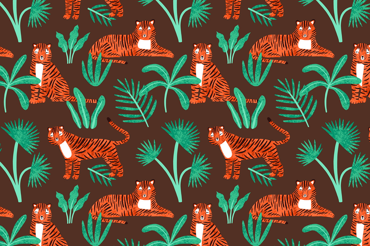 Wild cats seamless patterns, a Pattern Graphic by Good Studio