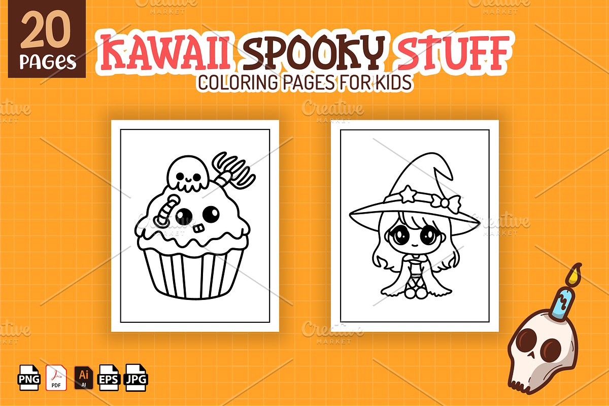 Cute Spooky Stuff Coloring Pages kid, an Object Illustration by Sultana177 (Photo 2 of 3)