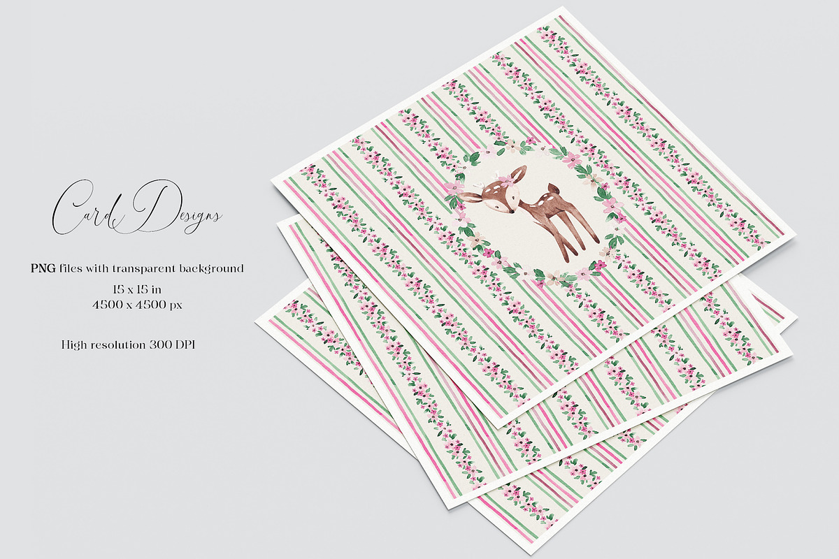 Cute Deers Card and Pattern, a Pattern Graphic by SirenaArt (Photo 10 of 13)