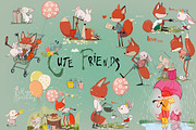 Fox and Hare vector set, an Illustration by Eve Farb (Thumbnail 1 of 3)