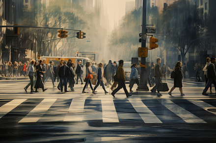 Pedestrians crossing the street in t, a Photo by Iftikhar Alam