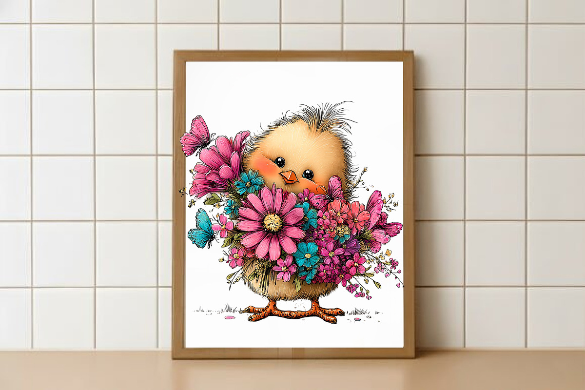 Whimsical Mothers Day Chickens, an Animal Illustration by Watercolor design (Photo 5 of 6)
