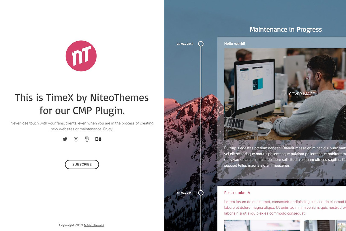 CMP TimeX - Coming Soon landing page, a WordPress Template by NiteoThemes (Photo 5 of 6)