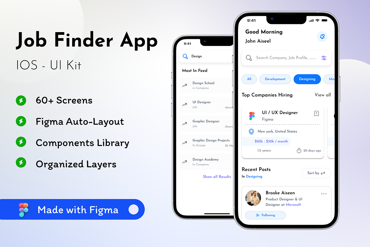 Jobbsyy - Job Finder App UI Kit, an App Template by priyank_p (Photo 1 of 8)