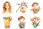 Watercolor Peachy Spring Clipart, an Illustration by SinaCreation (Thumbnail 2 of 5)