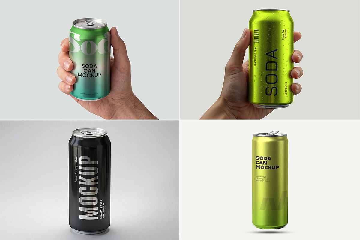 Metal Soda Can Mockup Bundle, a Packaging Mockup by graphypix (Photo 2 of 15)